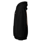 Premium unisex hoodie with skull flame graphic design and black leather jacket accents