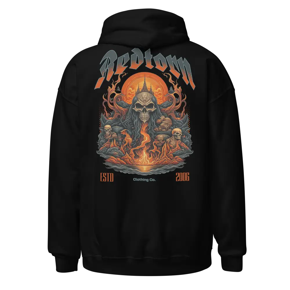 Black Skull Flame Graphic Design on Premium Unisex Hoodie