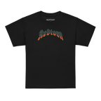 Flaming skull kids cotton t-shirt with redtorn graphic