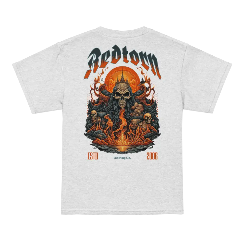 Hells Youth T-Shirt by Redtorn Clothing with skull and flame design
