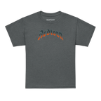 Flaming Skull Kids Cotton T-Shirt with Rudolph Orange Black Design