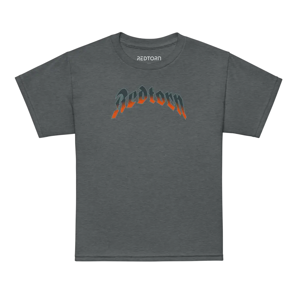 Flaming Skull Kids Cotton T-Shirt with Rudolph Orange Black Design