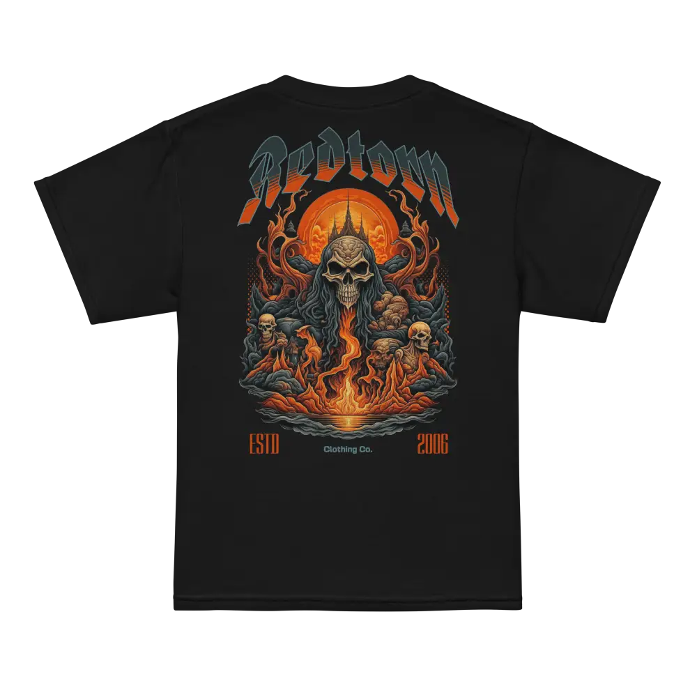 Black Hell’s Youth T-Shirt by Ripdorn Clothing with skull and flames design