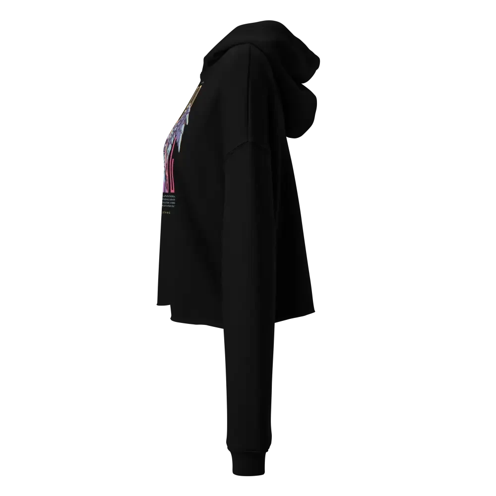 Angel Crop Black Hoodie with Graphic Back Design