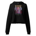Black cropped hoodie with Holywings angel design and dicta text in gold