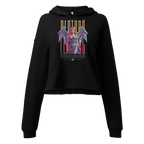 Black cropped hoodie with Holywings angel design and dicta text in gold