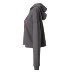 Angel crop womens crop-top hoodie in charcoal gray with colorful graphic