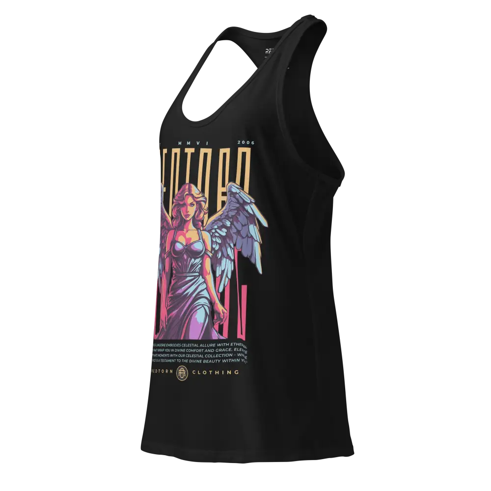 Holywings Angel sleek racerback tank with black design and gold text