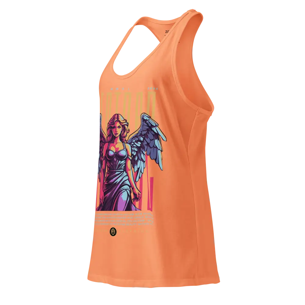 Holywings Angel sleek racerback tank in orange with angel graphic