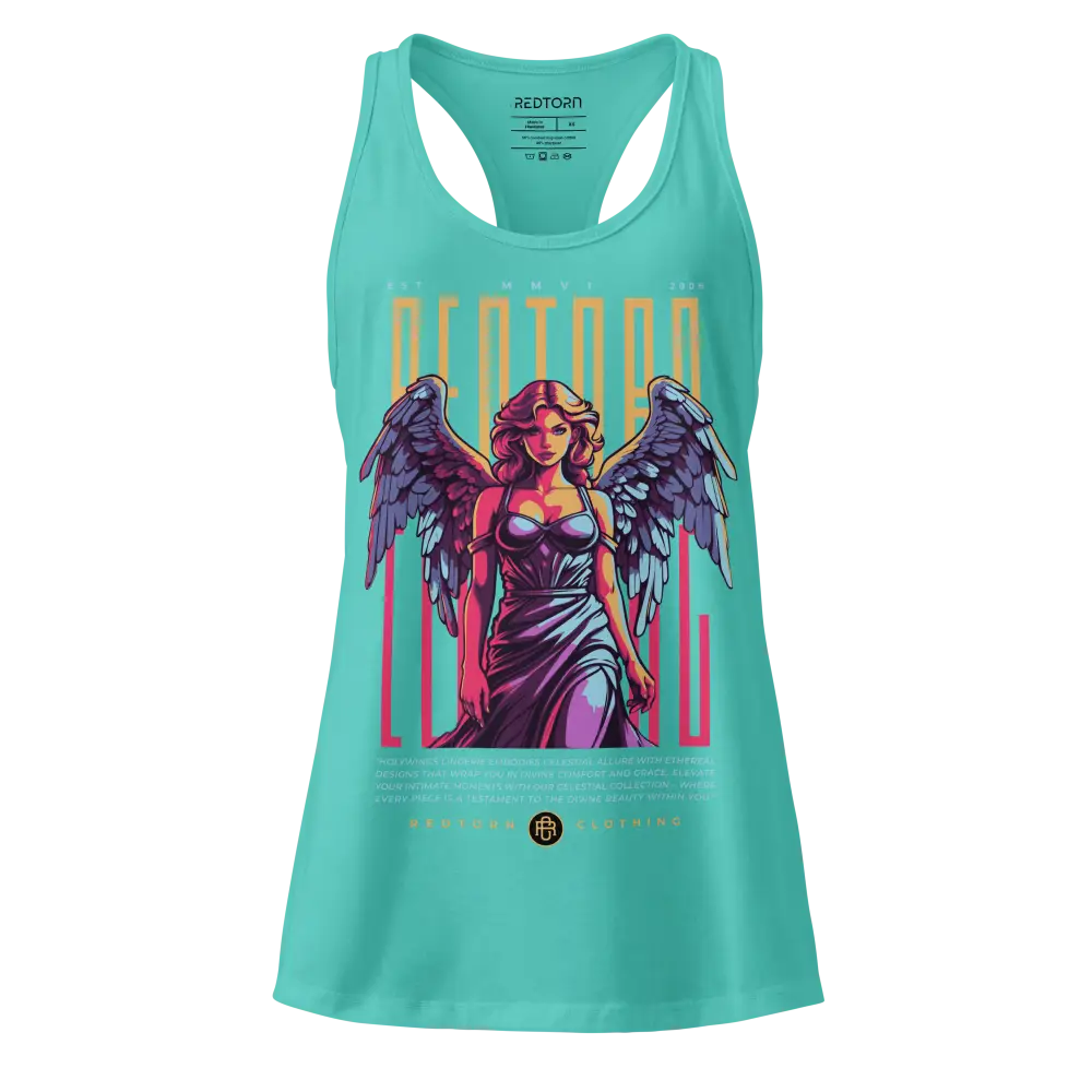 Holywings Angel sleek racerback tank in mint green with angel graphic