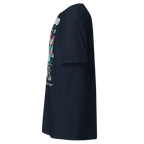 Navy blue chef apron with floral pocket and Chef Ginger logo on Hustle Mentality cotton unisex tee