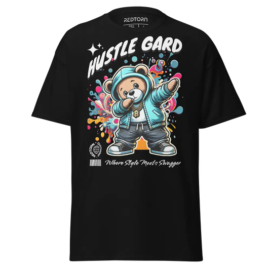 Hip-hop bear cotton unisex classic tee with colorful bear graphic