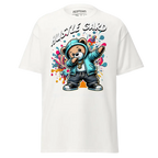 Cotton unisex classic Hustle Mentality Bear Graphic Tee with cartoon bear and hustle hard text