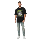 Black Hustle Mentality unisex adult tee with neon green graphic