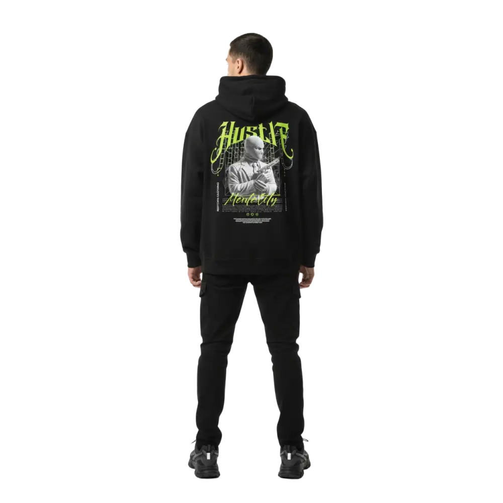 Hustle mentality unisex adult hoodie with gangster graphic