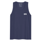 Japanese Racer mens tank top in navy blue cotton with white logo