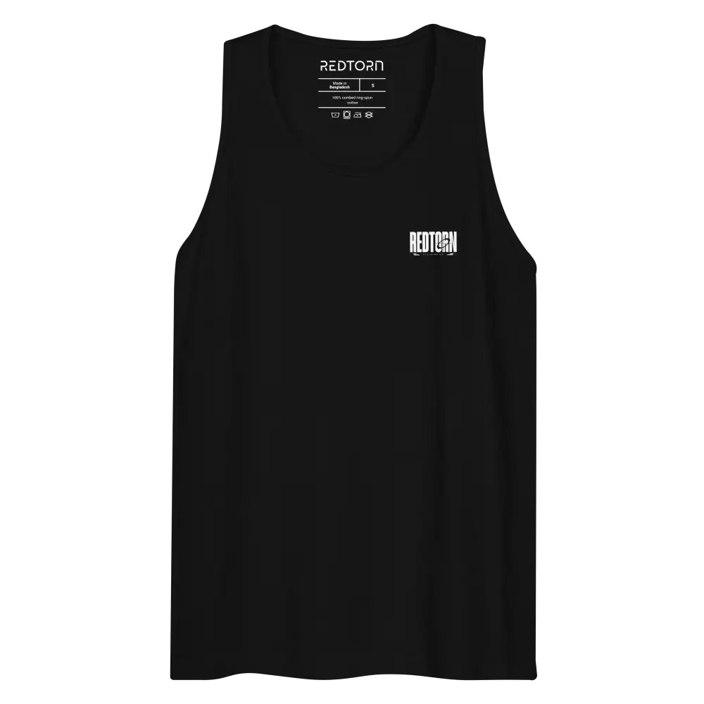 Japanese racer mens tank top with redtoh logo in black cotton