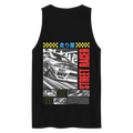 Japanese racer tank top for men with black street racer graphic