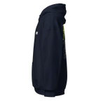 Navy blue unisex adult hoodie with Redeem Hustle Mentality gangster graphic