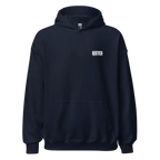 Navy blue unisex adult hoodie with Rereturn hustle mentality logo