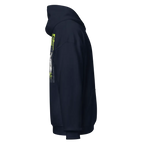 Navy blue unisex adult hoodie with Redeem Hustle Mentality gangster graphic