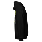 Black unisex adult hoodie with hustle mentality gangster graphic sleeve
