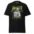 Hustle Mentality unisex adult tee with gangster graphic of man playing guitar and Redtoar logo