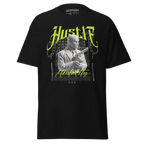 Hustle Mentality unisex adult tee with gangster graphic of man playing guitar and Redtoar logo