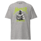 Heather gray hustle mentality unisex adult tee with gangster graphic