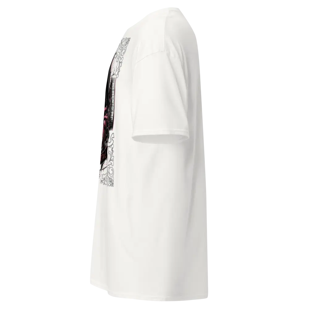 White unisex classic tee with skull heart design in abaya style