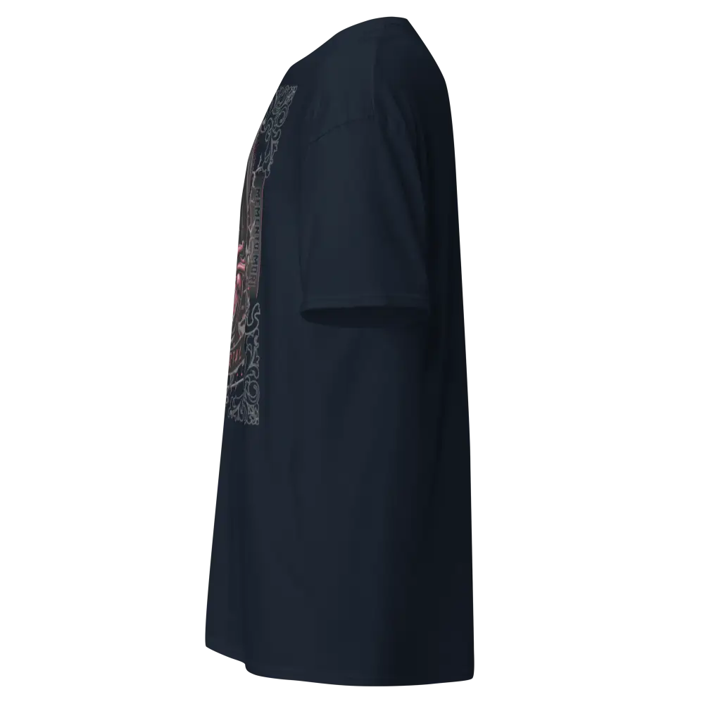 Dark blue trench coat lining on Skull Heart unisex classic tee