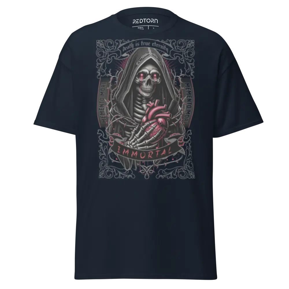 Navy blue Skull Heart unisex classic tee with anatomical skull design