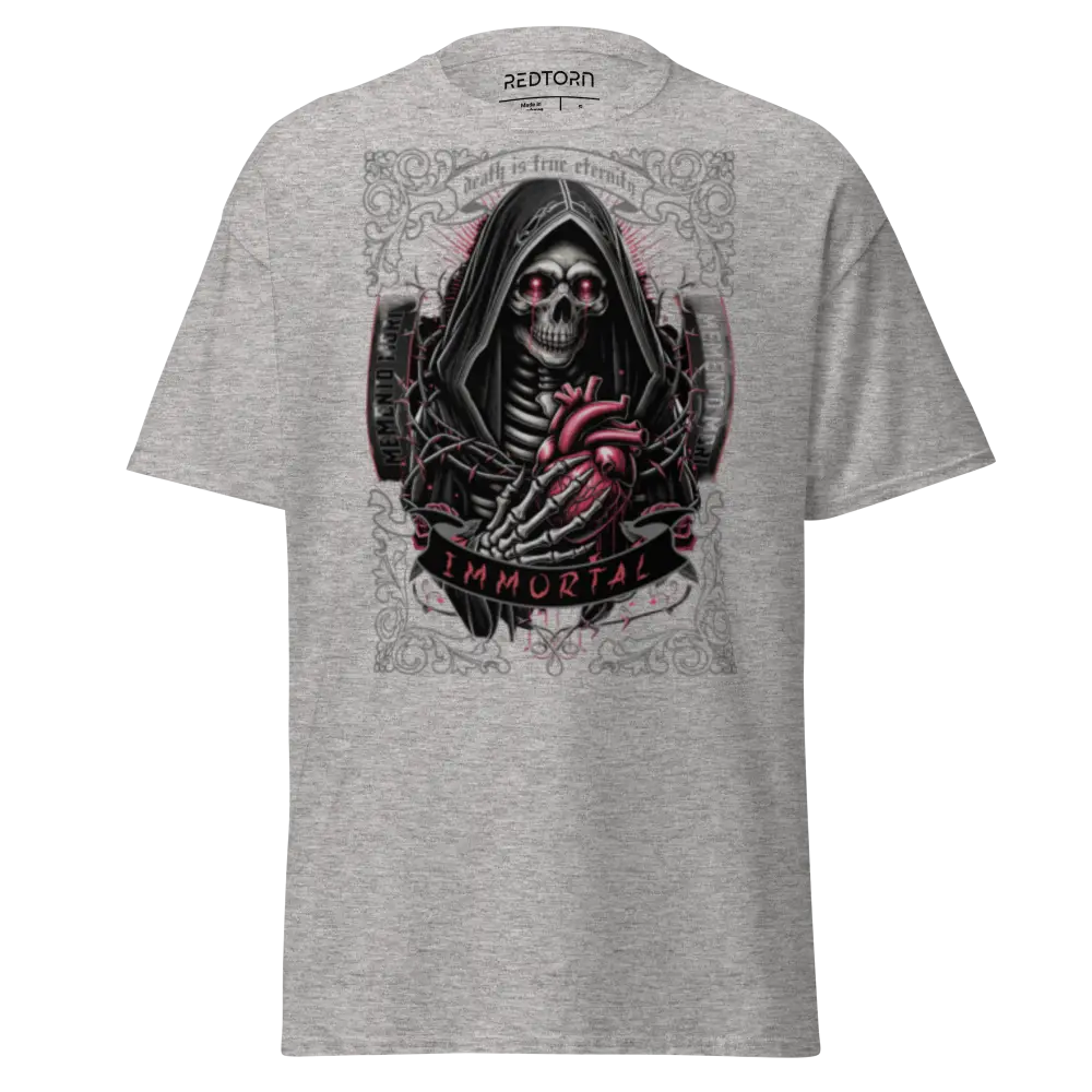 Gray skull heart unisex classic tee on soft cotton