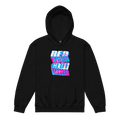 Red Hot Wars glitch retro kids unisex hoodie in black with neon graphic