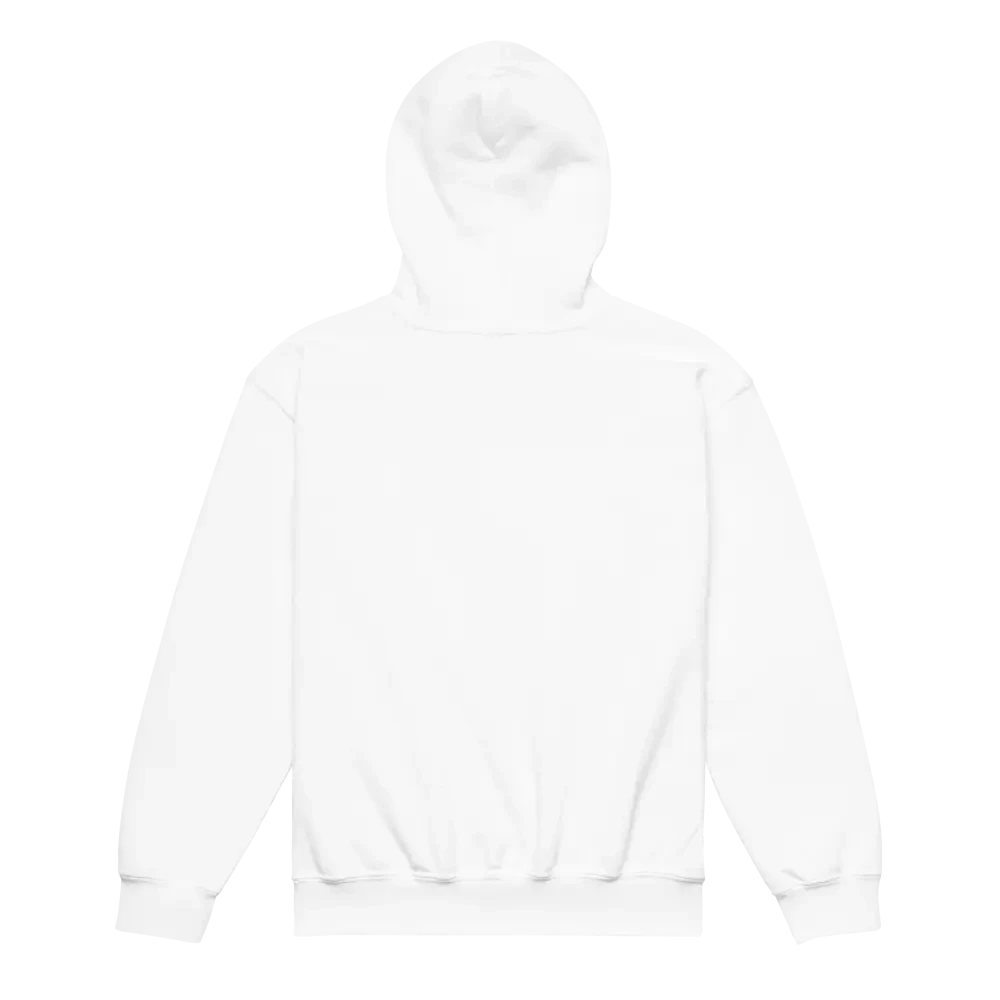 Red Hot Wars Glitch Retro kids unisex hoodie in white with drawstring hood and long sleeves