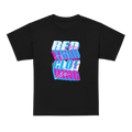 Glitch Logo Kids Cotton T-Shirt in black with neon pink and blue red clothing graphic