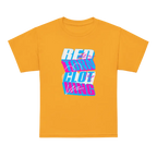 Glitch Logo Kids Cotton T-Shirt with red cloth graphic in pink and blue