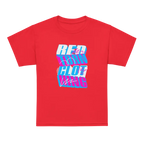 Glitch Logo Kids Cotton T-Shirt in red with bold graphic design