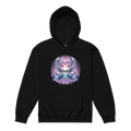 Pastel Cyber Girl Anime Hoodie with black design and intricate details