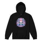 Pastel Cyber Girl Anime Hoodie with black design and intricate details