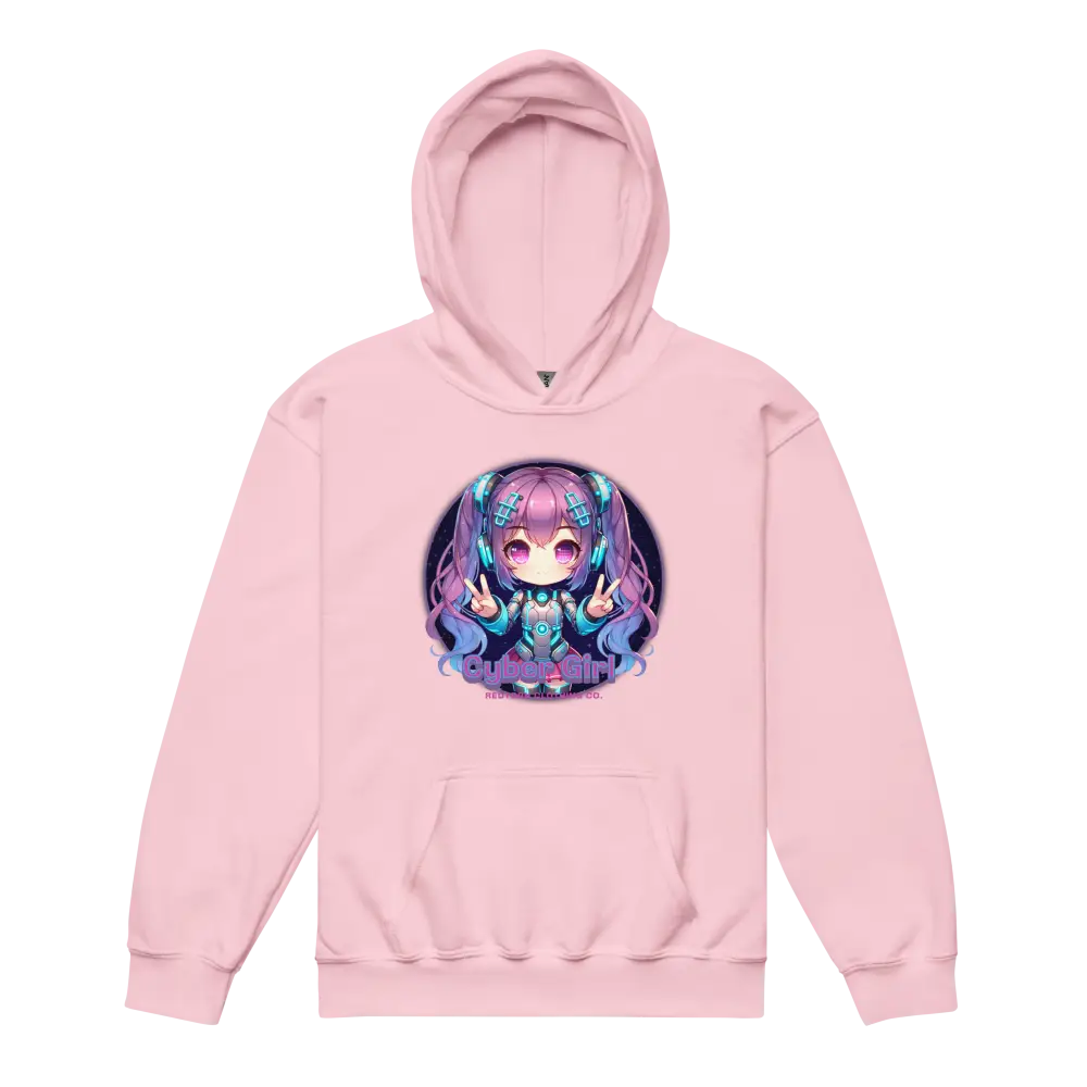 Pink Pastel Cyber Girl Anime Hoodie in Cotton Blend