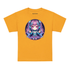 Cyber Girl Anime Kids Graphic Tee: chibi girl with purple hair and blue eyes