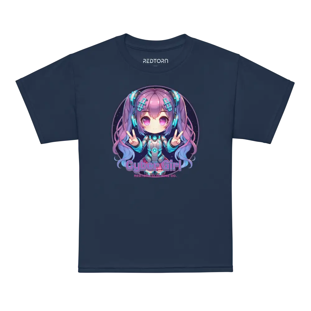 Cyber Girl Anime Graphic Tee with chibi cyber girl design