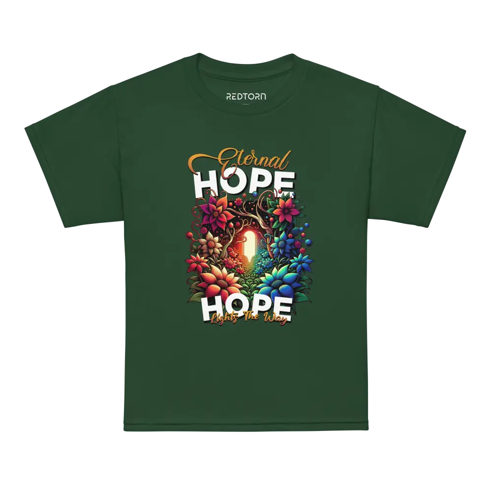 Eternal Hope Floral Kids T-Shirt in green with floral design