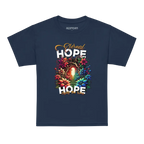 Eternal Hope Floral Kids T-Shirt in navy blue with colorful design