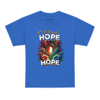 Eternal Hope Floral Kids T-Shirt in royal blue with gold text