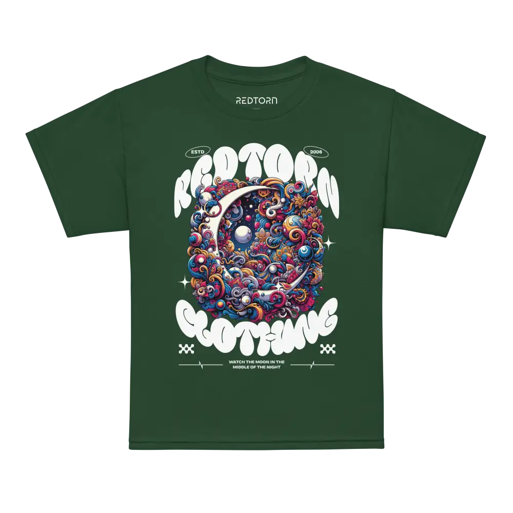 Kids cotton t-shirt with colorful space design and Reptooth Gotham print