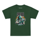 Alien Astronaut Kids T-Shirt: Green Galaxy Graphic Tee