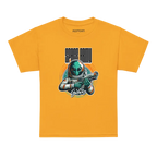 Alien Astronaut Kids T-Shirt with Yellow Galaxy Graphic Tee Design