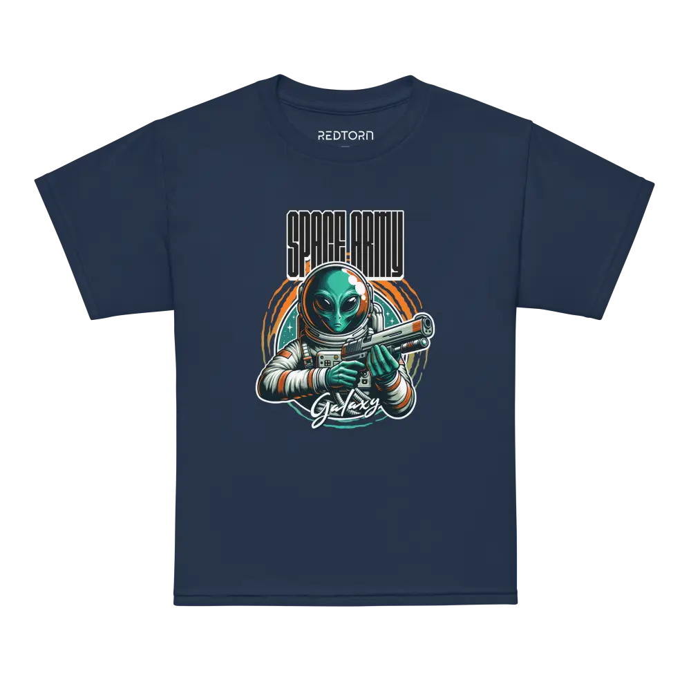 Alien Astronaut Kids T-Shirt: Navy Blue Galaxy Graphic Tee